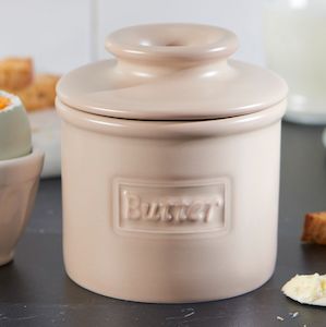 Matte Beige Cafe Butter Bell Crock