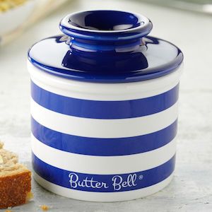 Nautical Blue Striped Butter Bell Crock