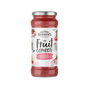 Grocery wholesaling: Barkers- Fruit Compote (Raspberry & Rhubarb)