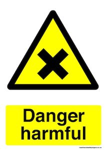 Workplace health and safety: Home / ACM signs / Danger & Warning signs / Danger harmful warning sign