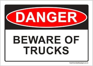 Home / ACM signs / Danger & Warning signs / Beware Of Trucks Danger Sign