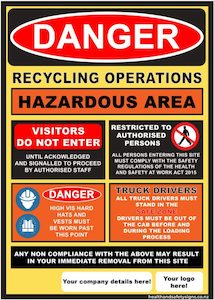 Home / ACM signs / Danger & Warning signs / Recycling Operations Hazardous A…