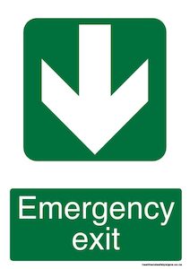 Home / ACM signs / Exit signs / Emergency exit down green