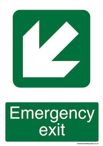 Home / ACM signs / Exit signs / Emergency exit down left