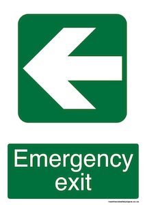 Home / ACM signs / Exit signs / Emergency exit left