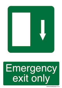 Home / ACM signs / Exit signs / Emergency exit only down