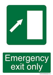 Home / ACM signs / Exit signs / Emergency exit only right top green