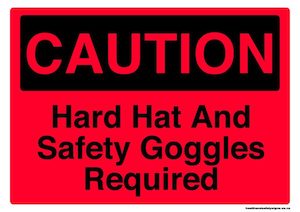 Home / ACM signs / Caution signs / Hard hat and safety goggles required caution sign