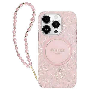 Guess Flowers with Bead Strap MagSafe for iPhone 16 Pro Max