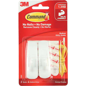 3m Command Hooks & Hangers Medium Adhesive Hooks 2pack