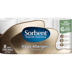 Sorbent Toilet Paper 8pk Long Roll Hypoallergenic