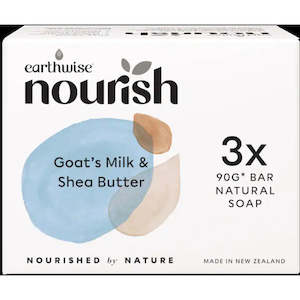 Earthwise Nourish Soap Goats Milk & Shea Butter 90g bars 3pack