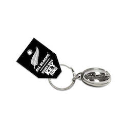 Metal Rugby Ball Keyring