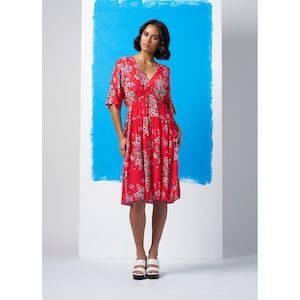 Womenswear: Garden party dress red multi (Size 14)