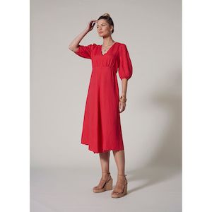 clio scalloped dress watermelon