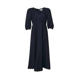 Clio scalloped dress indigo