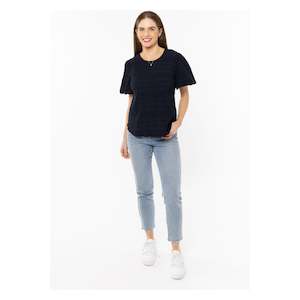 Womenswear: Carefree top navy (Last one size 12)