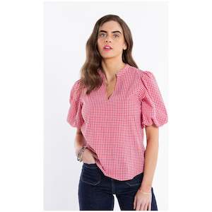 Womenswear: Blush Gingham Vacation Top