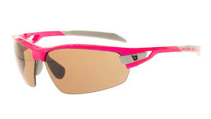 Sunglasses: PHO Pink Frame with Amber POLARISED bifocal lenses