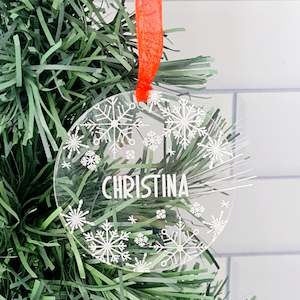 Laser Cut Wood Gifts: Personalised Acrylic Snowflake Christmas Decoration