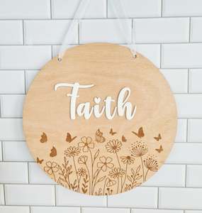 Wooden Round Name Plaque