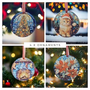 Custom Gifts: Stained Glass Acrylic Christmas Decoration (4 options)