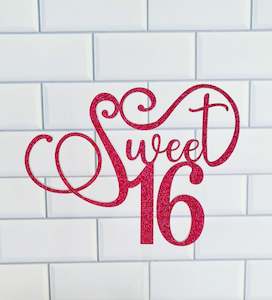 Sweet 16 Glitter + Acrylic Cake Topper