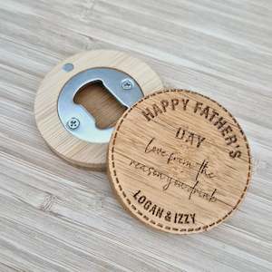 Engraved round magnet Bottle Opener (Multiple Designs)