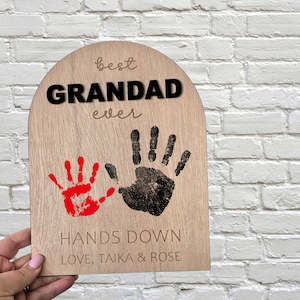 New Arrivals: Best DADDY ever hands down handprint plaque (customisable)