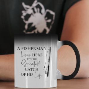 A Fisherman Lives Here - Mug