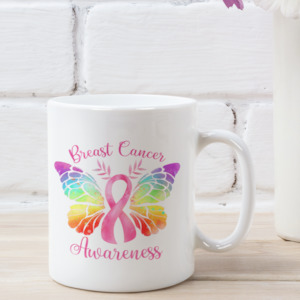 Custom Mugs: Breast Cancer Rainbow Awareness Mug