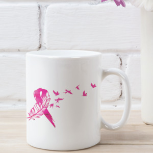 Custom Mugs: Breast Cancer Feather and Birds Mug