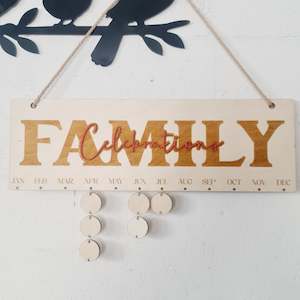 Wooden Calendar - Family Celebrations