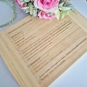 Gifts For Her: Engraved Recipe Board