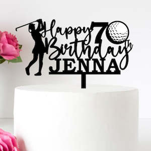 Gifts For Him: Female Golf Cake Topper (3) - any age ending in zero