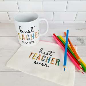 Teacher Gifts: Teacher Mug and Pencil Case Bundle - Best Teacher Ever