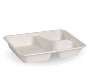 3-COMPARTMENT WHITE BIOCANE TAKEAWAY BASE