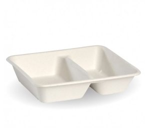 2-COMPARTMENT WHITE BIOCANE TAKEAWAY BASE