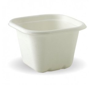 Paper Sugarcane Containers: 630ML WHITE BIOCANE TAKEAWAY BASE