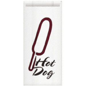 White Greaseproof bag Hot Dog. Size: 102 x 240 x 60 mm. Bundle of 1000