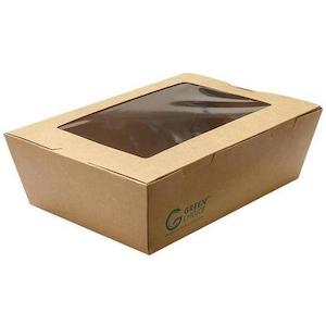 Green Choice Take Away Box Kraft PLA with Window - Large