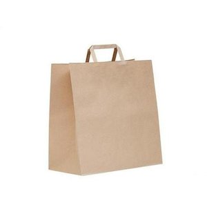 Paper Take Away: Green Choice Flat Handle Checkout Bag Kraft - Small