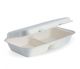 28X16X7CM / 11.6X6X3" 2-COMPARTMENT WHITE BIOCANE CLAMSHELL