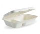 23X15X8CM / 9X6X3" 2-COMPARTMENT WHITE BIOCANE CLAMSHELL