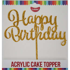 Cake: Happy Birthday Topper - Glitter Gold