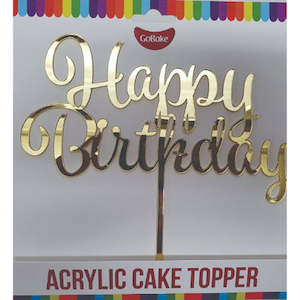 Cake: Happy Birthday Topper- Gold