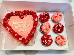 Valentine’s Day Bento Cake with Mini Cupcakes