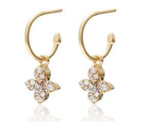 Flora / Hoop Earrings / Clear + Gold Plated