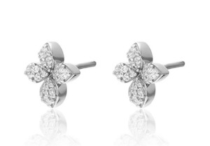 Flora / Stud Earrings / Clear + Silver