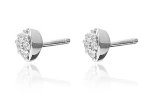 Petite Petal / Stud Earrings / Clear + Silver